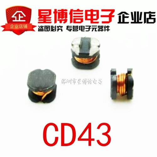 100PCS/lot SMD power inductors CD43 4.5*4.0*3.2mm 2.2UH 3.3UH 4.7UH 6.8UH 10UH 22UH 33UH 47UH 68UH 100UH 150UH 220UH 470UH