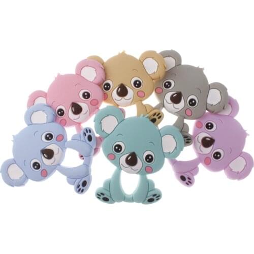 5PC Silicone Cartoon Koala Bear Teether Pendant Bpa Free Silicone Teether Necklace Safe Food Grade Baby Fopspeen Pendant