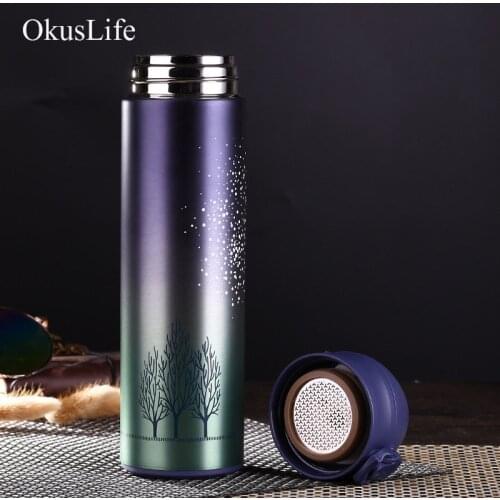 500ml Double Wall Stainless Steel Vacuum Flasks Thermos Cup Coffee Tea Milk Travel Mug Thermo Bottle Gifts With Color Design