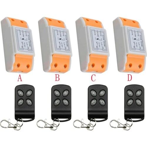 AC220V 1CH Wireless Remote Control System 4 transmitter & 4 receiver universal gate remote control /radio receiver lamp/ window
