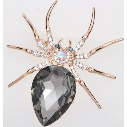 Hot sale rose gold animal spider blue brooch/new 2015 korean luxury elegant broche mujer wedding accessories wholesale/brosche