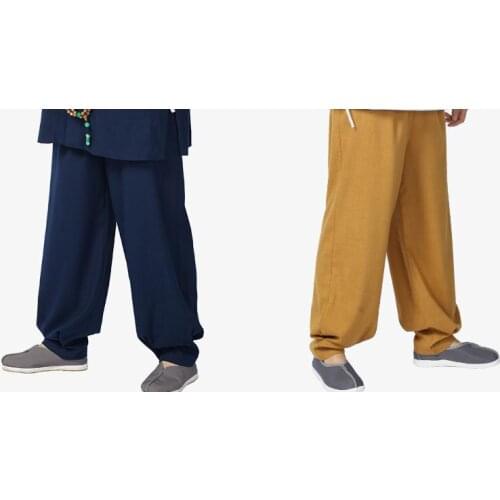 Unisex Spring&Summer buddhist zen shaolin monks pants lay meditation Kung Fu martial arts trousers gray/green/black/blue