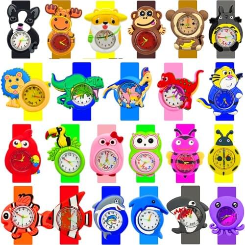 Cartoon Animals Team Toy Children Watch Baby Learn Time Bracelet Kids Slap Watches Girls Boys Kid Birthday Gift Student Clock