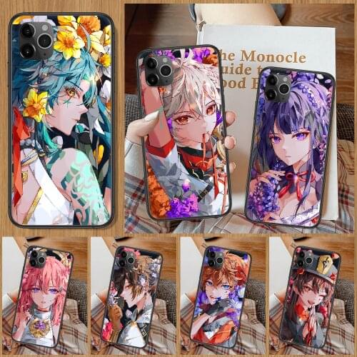 Genshin Impact ZhongLi Kaedehara Kazuha Phone Case For iphone 5 5S SE 2 6 6S 7 8 11 12 Mini Plus X XS XR Pro Max black 3D funda