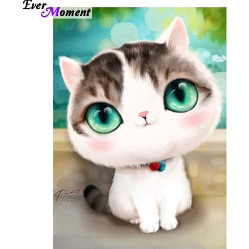 DIY 5D Diamond Painting Mosaic Cute Cat Needlework Gift Full Square Resin Diamond Embroidery Kits Picture of Rhinestones ASF599