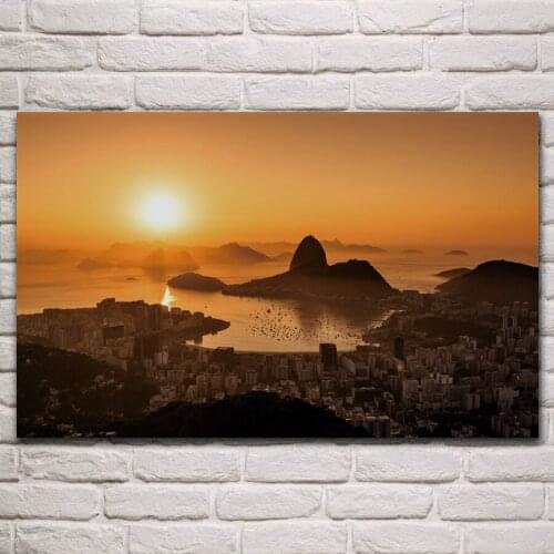 Sun sunset city dusk island cityscape living room decoration home wall art decor fabric posters KM565