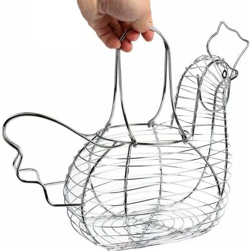 Chrome Plated Wire Storage Egg Chicken Egg Hen Basket Kitchen