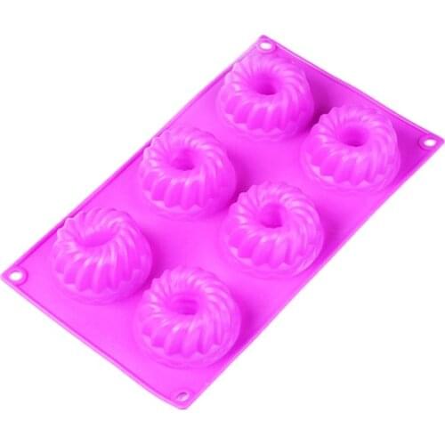 Swirl Cake Tools Fondant Kitchen Bakeware Silicone Non-Stick 6 Cups Cupcake Baking Tray Mousse Cake Mold Muffin Pan