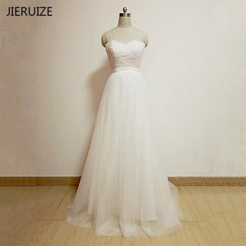 JIERUIZE White Vintage Lace Appliques Cheap Wedding Dresses A-line Lace Up Back Sweetheart Bridal Gowns