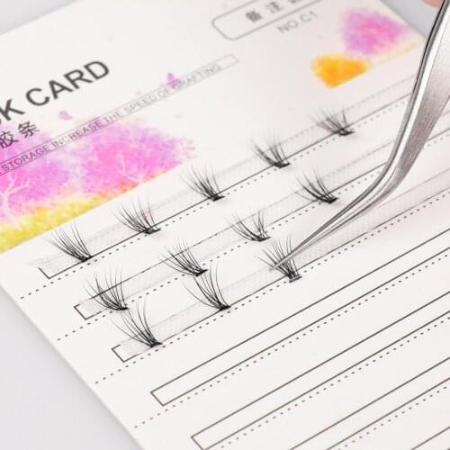 10Pcs Grafting Eyelash Blossom Stick Card with Adhesive Tape Lash Extension Set