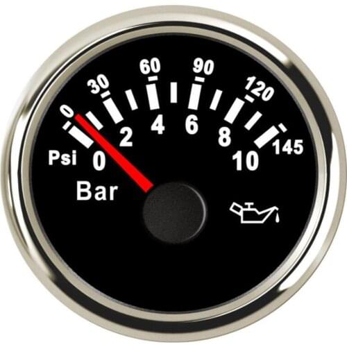 1pc 0-10bar Oil Pressure Gauges Modification 52mm 0-145psi Oil Pressure Meters 9-32v with Red Backlight for Car Truck Motorcycle