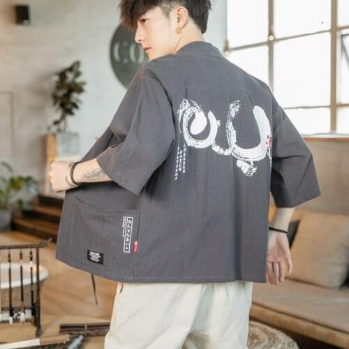 Mens Cloak Cotton Linen Kimono 5XL Leisure Cardigan Outwear Haori Japanese Jackets Thin Coat Traditional Clothing tang suit