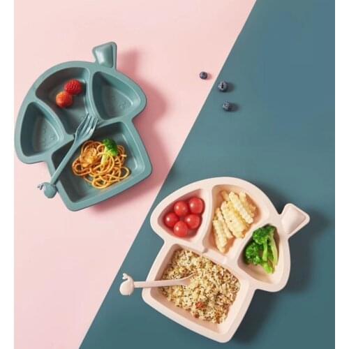 Cartoon baby children training tableware dishes set learning to feed bowls fall resistant environmental protection wheat bowlcup