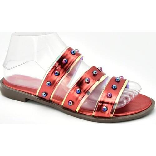 Latest Design Women Slippers Low Heels Women Shoes PU Leather Elegant Women Wedding Shoes Decorated with Rhinestone Party Pumps