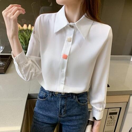 2020 autumn new loose bottoming chiffon shirt top design sense niche long-sleeved blouse women