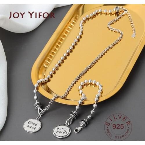 925 Sterling Silver necklace fine Jewelry Chain Multi-layer Necklaces For Women Bracelet Chain Choker Good Luck letters