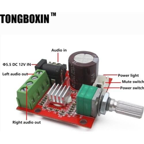 DC12V Class D Amplifier Audio Amplifier Board Two PAM8610 Chips 2*10W Dual-Channel Digital Stereo