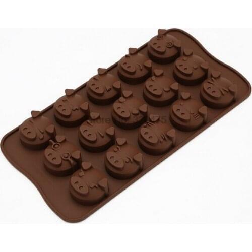 By dhl 500pcs high quality Cute Pig Chocolate Cookie Cutter Mold Tools DIY Chocolate Silicone Baking Tools Kitchen Accessories