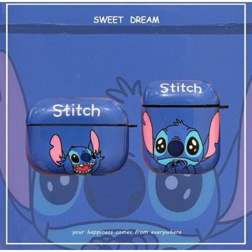 Disney Stitch Shock-proof and Anti-fall TPU Bluetooth Headset Protective Sleeve for Airpods Pro1 2 3 Cute Cartoon Portable
