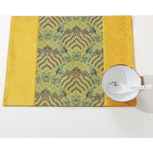 Latest Seawater Decorative Silk Fabric Placemat Large Rectangle Dining Table Mat Chinese style Fashion Simple Coffee Pads