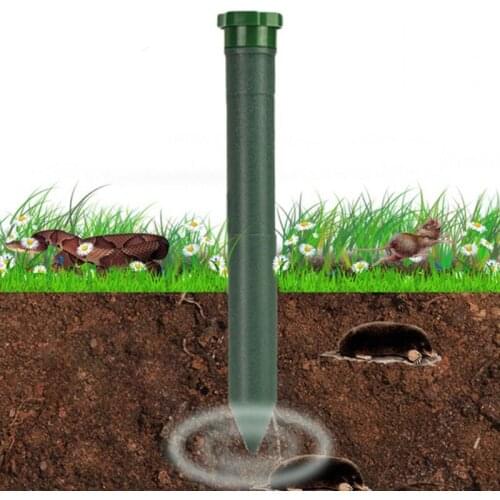 Battery Powered Ultrasonic Mole Repeller Waterproof Mice Vole Viper Rodent Gopher Repellent for Garden Pest Control Lawn