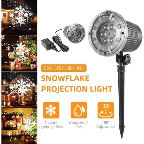 Christmas Moving Snowflake LED Projection Light Waterproof Laser Light 180 Adjustable Projector for Xmas Holiday Garden Party