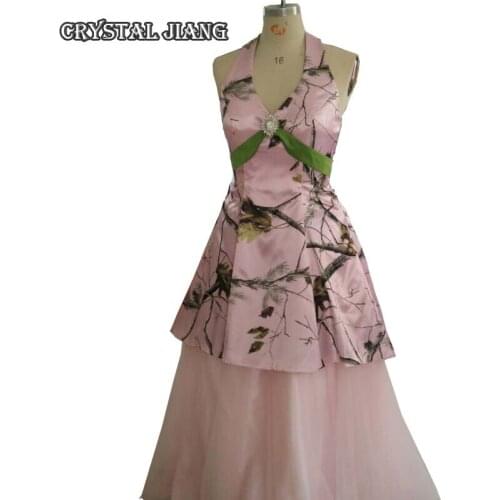 Pink Camo Bridesmaid Dresses Two Pieces