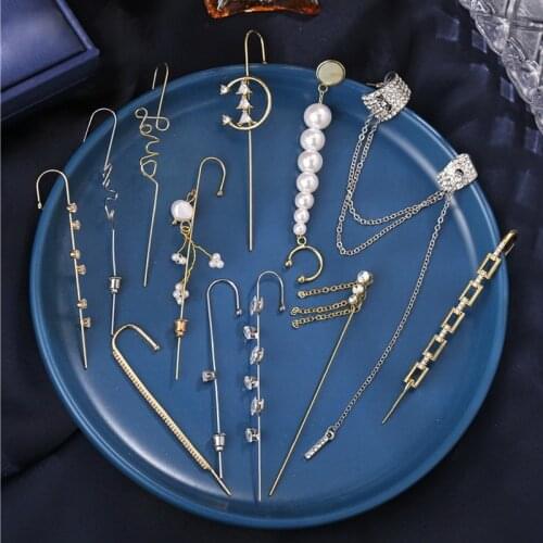 1PC Bohemian Wedding Ear Wrap Crawler Hook Earring Crystal Stud Earrings For Women Simple Zirconia Climber Earring Party Jewelry