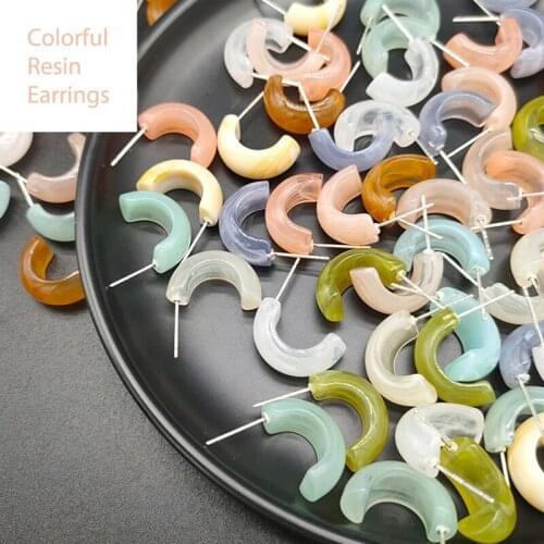 1Pair Kores Style Summer C Shape Simple Colorful Resin Hoop Earrings For For Women Party Jewelry Gift