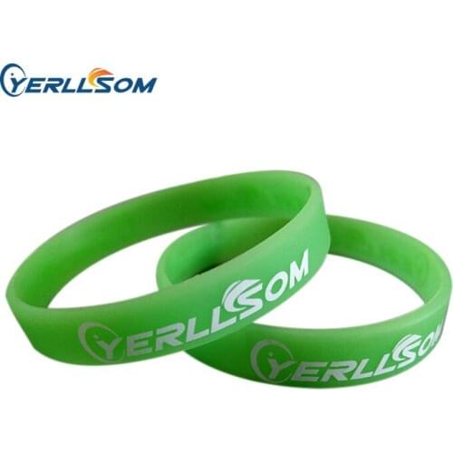 YERLLSOM 100PCS Trade Assurance custom silicone bracelets with print Words and logo 1 color for promotional gifts S101808