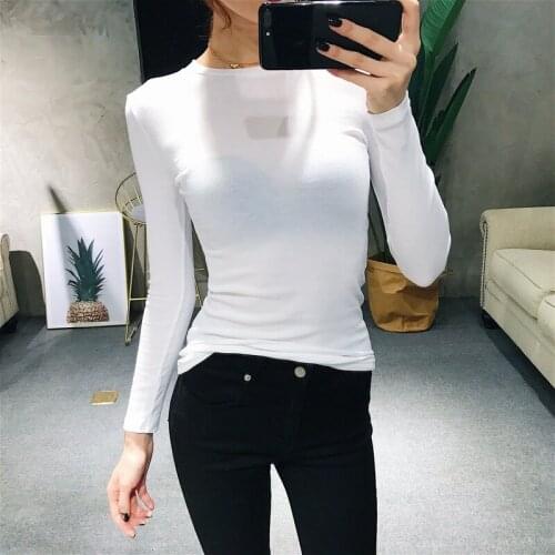 Women Crew Neck Ribbed Long Sleeve Slim Fit T-shirt For size XS/S