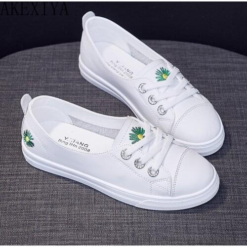 Women White Sneakers Spring Summer Shallow Mouth Flat Shoes Match Everything Flat shoes