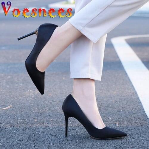 Voesnees Women Shoes 2021 New Superior Quality Silk Cloth Vamp Fashion Pointed Toe Polychrome Easy Matching Party Wedding Pumps