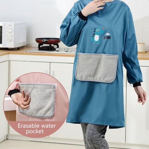 Female household kitchen waterproof and oil-proof long-sleeved apron fashion net red overalls cute Japanese and Korean version