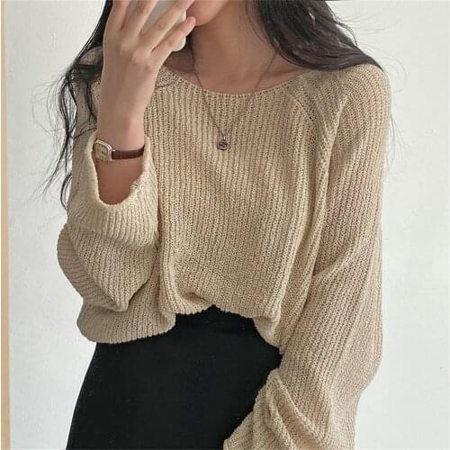 Chic 2021 Knitted Pullover Sweaters Sunscreen Curl Lady Tops Hot Slim Femme All Match Loose Autumn Casual Woman