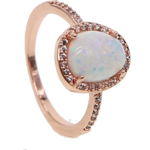 2021 New Design Ellipse Shape Gem White Fire Opal Big Stone Rose Color Women Fashion Ring Gorgeous Daily Modern Engagement Ring