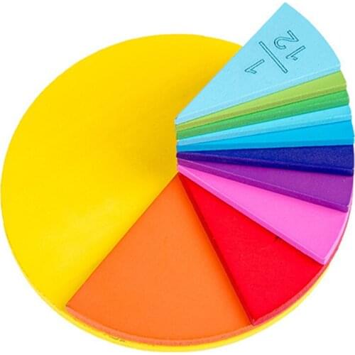 1Set Circular Fractions Kids Early Education Math Toy Preschool Mathematics Teaching Aids Montessori Children Learning Toy 1-7 Y