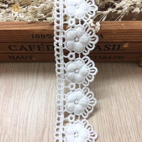15yards/lot Flower Lace Applique Mesh Trim For Garment Accessories Decoration Sew On Pure White Guipure Lace Fabric