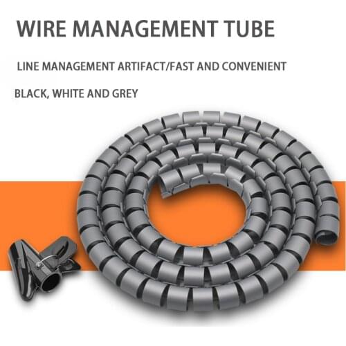 16/22mm Cable Wire Wrap Organizer 5M Spiral Tube Cable Winder Cord Protector Flexible Management Wire Storage Pipe With Clip