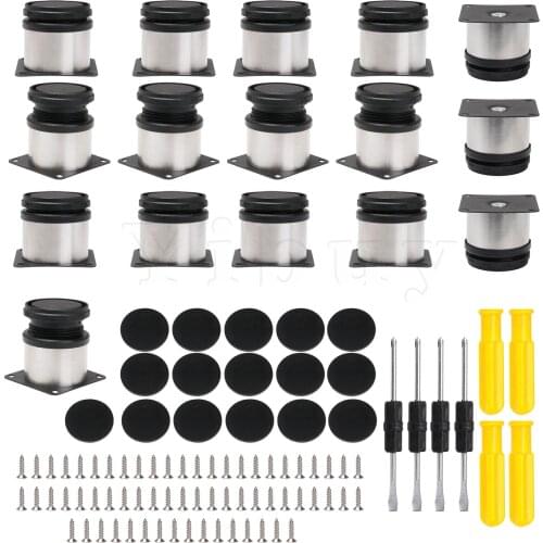 16Pcs Adjustable Stainless Steel Round Sofa Feet Furniture Parts 5x5cm