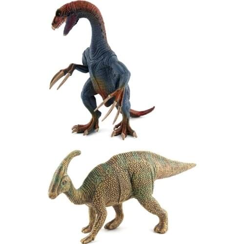 2Pcs Wild Life Dinosaur Toy Plastic Play Toys Dinosaur Model - Green & Blue+Brown