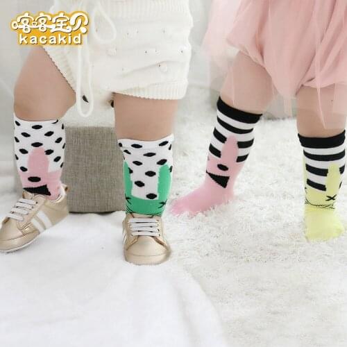2pcs/set fall winter Baby Girls Knee High Socks Kids Children Cute cartoon rabbit Warm Cotton Girl boy newborn Socks