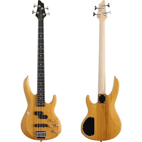4 Strings Bass Guitar Electric Bass Guitar Okoume Body 43 Inch Wood Guitar Natural Color with Free Bass Bag High Gloss Finish