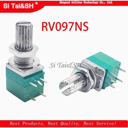 5pcs RV097NS 5K 10K 20K 50K 100K 500K with a switch audio 5pin shaft 15mm amplifier sealing potentiometer