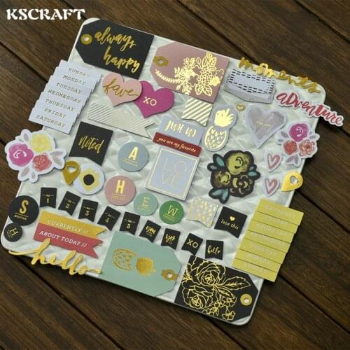 KSCRAFT 50pc Workday Labels Cardstock Die Cuts for Scrapbooking Happy Planner/Card Making/Journaling Project