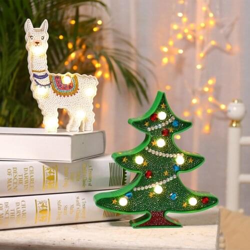 2020 5D Diamond Painting LED Night Light Full Drill Special Shaped Lights for Bedroom New Year Decoration Christmas Gift