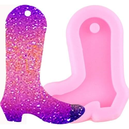 Shiny Cowboy Boot Silicone Mold for Key Chain Mould Shoes Polymer Clay DIY Jewelry Pendant Making Epoxy Resin Moulds