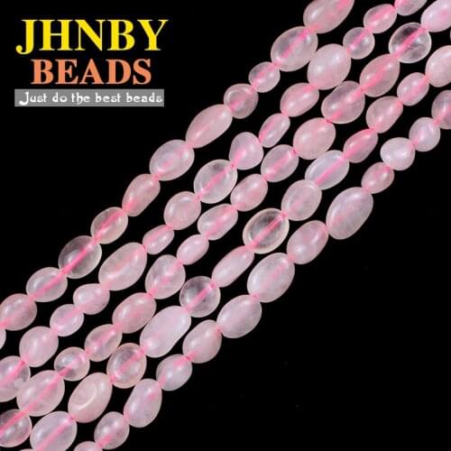 JHNBY Natural Stone Pink crystal Irregular Gravel 4~8mm 15'' spacers Loose beads for Jewelry making DIY bracelets accessories