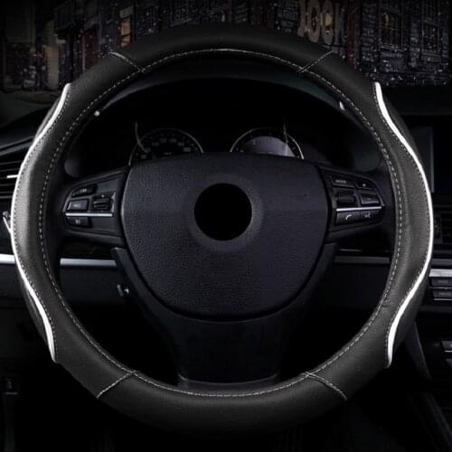Factory Sale Steering Wheel Covers Universal 15 inch - High Quality Artificial Leather,Anti Slip Odor Free(Black with Red Lines)