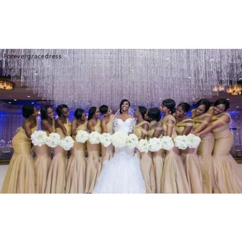Elegant Champagne Mermaid Bridesmaid Dress One Shoulder Wedding Guest Maid of Honor Gown Plus Size